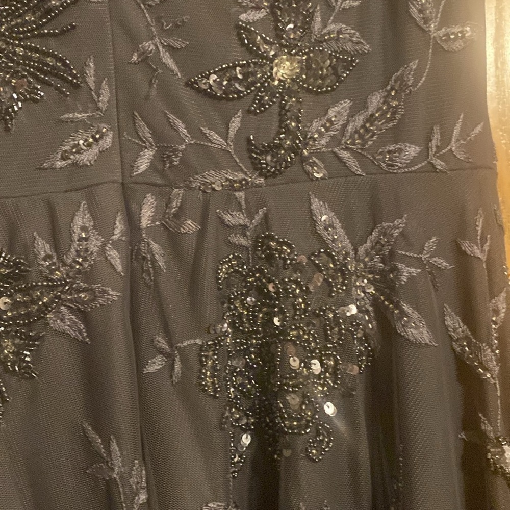 🎉Host Puck🎉 NWT Aidan Mattox Size 6 Charcoal with Sequins Gown - Picture 8 of 12